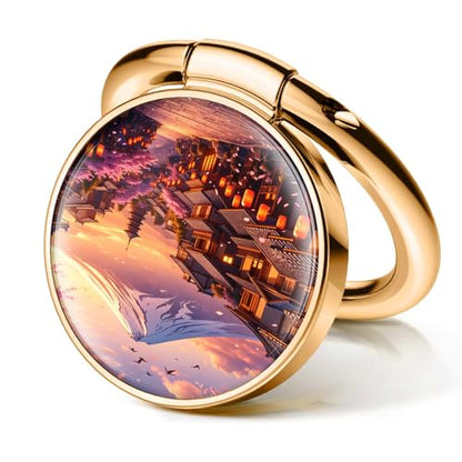 Cell Phone Ring Holder, Cute Phone Ring Grip Stand, 360°Rotation Funny Metal Kickstand Finger Grip Cute Mountains Bird - color: Cute Mountains Bird
