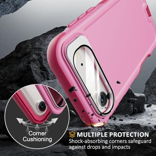 Follaroma Magnetic for iPhone 17 Air Case with Camera Stand, Pink，6.5" | Built-in Glass Camera Cover,Compatible with MagSafe,Heavy Duty Shockproof Protective,Military-Grade Anti-DropDual Layer Cover - color: Pink, size: iPhone 17 Air 6.5''