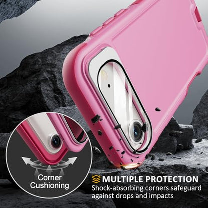 Follaroma Magnetic for iPhone 17 Air Case with Camera Stand, Pink，6.5" | Built-in Glass Camera Cover,Compatible with MagSafe,Heavy Duty Shockproof Protective,Military-Grade Anti-DropDual Layer Cover - color: Pink, size: iPhone 17 Air 6.5''