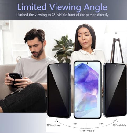[2+2 Pack for Samsung Galaxy A35 5G Privacy Screen Protector with Camera Lens Protector, Anti-Spy Tempered Glass Film,9H Hardness,Anti-Scratch, Easy Installation (Privacy, Galaxy A35) - size: Galaxy A35 2+2