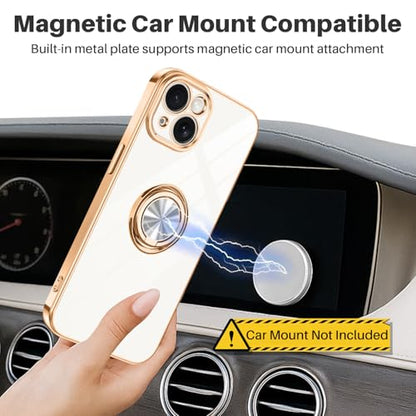 Dinick White for iPhone 15 Case with Ring Holder Kickstand - color: White, size: 6.1'' iPhone 15