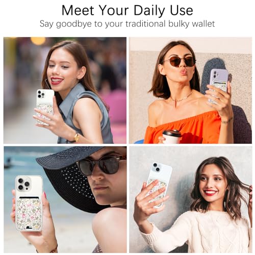 for MagSafe Wallet,Magnetic Card Holder for Phone Case - color: Butterfly Flowers