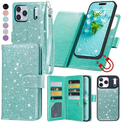 Varikke for iPhone 17 Pro - Case Wallet Magnetic Detachable, Mint Green - color: (Standard) Mint, size: iPhone 17 Pro 6.3"