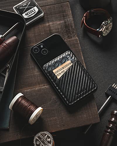 VULKIT Phone Card Holder Wallet Leather Adhesive Pocket RFID Blocking Credit Card Sleeves Stick Back of Phone Smartphones Carbon Fiber Black - color: Carbon Black