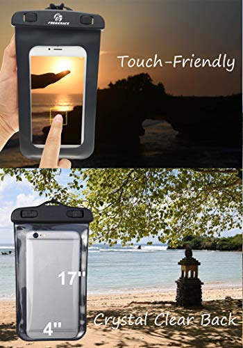 Freegrace Waterproof Pouches with Waist Strap / Pouch Case Bundle Set- Keep Your Phone & Valuables Dry and Safe - Waterproof Dry Bags for Boating Swimming Snorkeling Kayaking Beach Water Parks Pool - color: White + Case