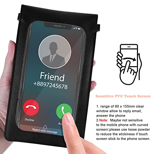 PU Leather Small Phone Bag with Transparent Window for Touchable Screen, 6.7" Without Phone case Compatibility, Magnetic Closure & Waterproof - Crossbody Wallet Case with Shoulder Strap - color: Black