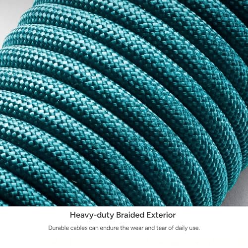 Mophie Charge Stream USB-A to USB-C 2.0 1m/3ft Cable - Premium Braided Nylon Charging Cord Compatible with iPhone 17/16/15, iPad Pro, MacBook, AirPods, Enduraflex Silicone, Teal/Purple/Pink - size: 3 feet, style: USB-A to USB-C Teal/Purple/Pink