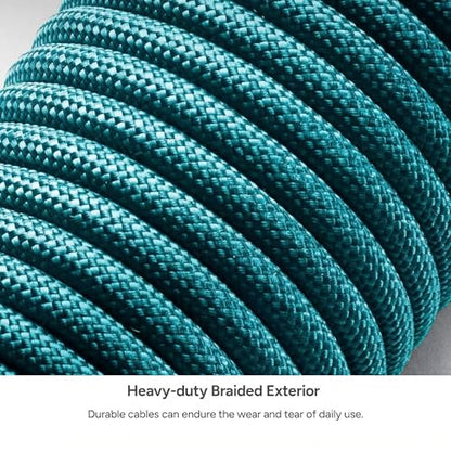 Mophie Charge Stream USB-A to USB-C 2.0 1m/3ft Cable - Premium Braided Nylon Charging Cord Compatible with iPhone 17/16/15, iPad Pro, MacBook, AirPods, Enduraflex Silicone, Teal/Purple/Pink - size: 3 feet, style: USB-A to USB-C Teal/Purple/Pink