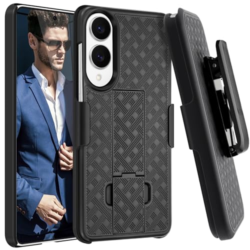 Fingic for Samsung Galaxy S25 Edge Case with Belt Clip Holster Stand | Slim Combo Shell Kickstand Swivel Holster Rugged Shockproof Antiscratch Full Body Protective for Galaxy S25 Edge 2025, Black - size: For Samsung Galaxy S25 Edge (6.7 inch 2025）
