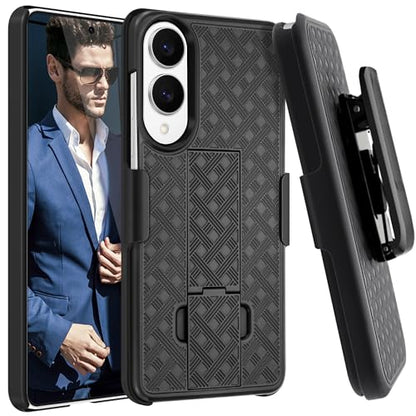 Fingic for Samsung Galaxy S25 Edge Case with Belt Clip Holster Stand | Slim Combo Shell Kickstand Swivel Holster Rugged Shockproof Antiscratch Full Body Protective for Galaxy S25 Edge 2025, Black - size: For Samsung Galaxy S25 Edge (6.7 inch 2025）