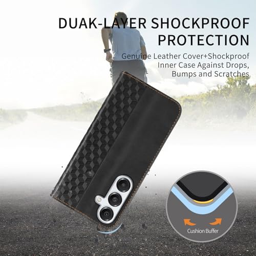 Wallet Case for Samsung Galaxy S25 FE 5G - PU Leather Flip Cover with Card Holder Slots, Strong Magnetic Folio Kickstand Phone Case, Black - color: Black, size: Samsung Galaxy S25 FE 6.7"