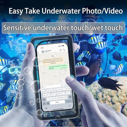 Waterproof Phone Pouch, Heavy Duty Hard Phone Case with Lanyard Compatible with iPhone 17 Pro Max/16/15/14, Galaxy S25 Support Touch Function Black - color: Black