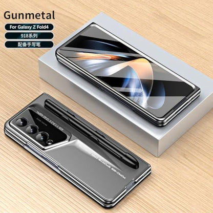 Smartphone Flip Cover for Samsung Galaxy Z Fold 4 Case with S Pen, with Screen Protector Case, PC Shockproof Bumper Case Full Coverage Protective Cover for Galaxy Z Fold 4(Gray) - color: Gray