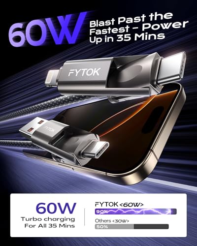 USB C Cable Fast Charging 60W iPhone Charger Cable 3FT Apple MFi Certified - size: 3FT-2Pack