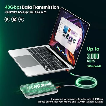Thunderbolt 5 Cable 10FT Compatible, 40Gbps, 8K@60Hz, 4K@144Hz, PD 240W, USB4 2.0 USB C Video Display Cable for Thunderbolt 4, iPhone 17, SSD, Mac mini M4 / M4 Pro, MacBook Pro - size: Straight 10FT