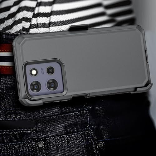 Shockproof Phone Case for Motorola Moto G Power 5G 2025/Moto G Play 2025 with Belt Clip Holster,Rugged Full-Body Protective Case Cover with Kickstand & Holster (Black) - color: Black