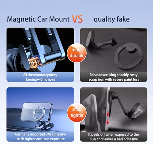 Air Vent Phone Holder for Car, Vent Phone Holder with Non-Slip Grip, Heavy Duty Phone Holder for Bumpy Road No Wobble, 360° Rotation Cell Phone Bracket with Extension Arm for iphone and Android (02)