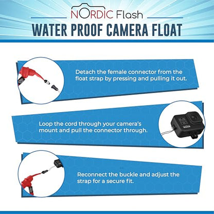 Waterproof Phone & Camera Float Wrist Strap for Underwater | Waterproof Float Strap Compatible with GoPro Hero 13, Insta360 X4, DJI Action 5 Pro, iPhone, OM System TG-7 & Kodak WPZ2 - color: Red Blaze