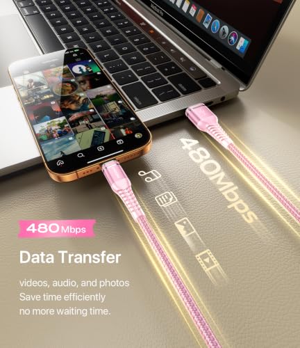 USB A to USB C Cable 3A Fast Charging 10FT, 2Pack USB to USBC Cable for - color: Pink, size: 10FT, style: 60W USB A to USB C