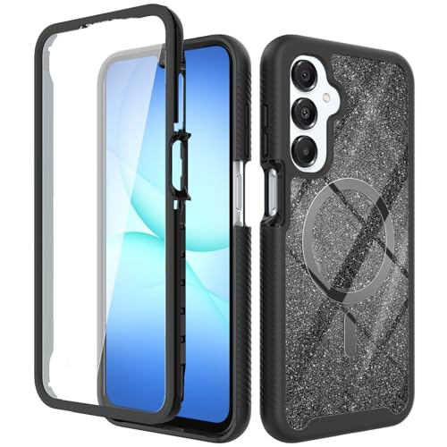 Magnetic for Samsung Galaxy A17/ A16/ A26 Case with Built-in Screen Protector [Compatible with MagSafe & Glitter Card] 360 Full Body Protection Shockproof Rugged Phone Case Cover for A 17 /A 16,Black - color: Black