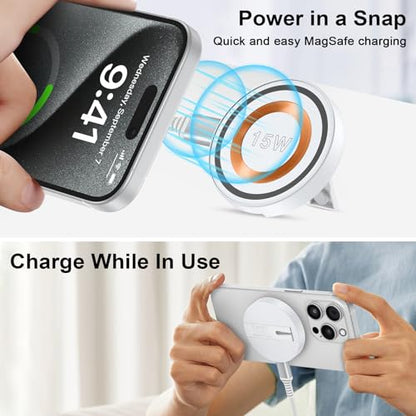 Magnetic Charger for Samsung Wireless Charger Fast Charging Pad Magsafe Wireless Charger Phone Charger Stand for Samsung S25 Ultra S25 Plus S25 S24 S23 S22 S21 S20,iPhone 17Pro Max 16 Plus 15 14 13 12 - color: White