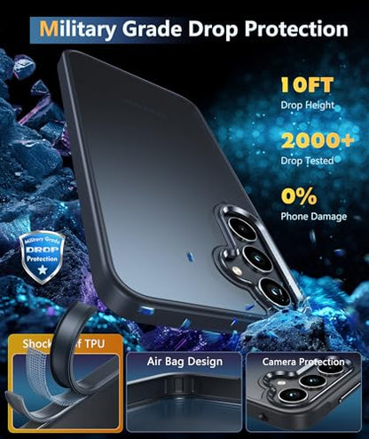 FNTCASE for Samsung Galaxy A35-5G Case: Matte Protective Phone Cases Slim Translucent Anti Yellowing Cover Rugged Shockproof Military Grade Drop Protection Tough Durable 6.6 Inch Black - color: Matte Black