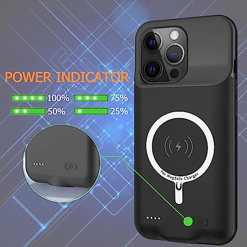 Battery Case for iPhone 13 Pro Max, Upgraded 12000mAh Rechargeable Portable Extended Battery Pack Supported Qi Wireless Charging Case Compatible with iPhone 13 Pro Max (6.7 inch) Charger Case (Black) - size: iPhone 13 Pro Max(6.7 inch)