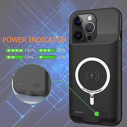 Battery Case for iPhone 13 Pro Max, Upgraded 12000mAh Rechargeable Portable Extended Battery Pack Supported Qi Wireless Charging Case Compatible with iPhone 13 Pro Max (6.7 inch) Charger Case (Black) - size: iPhone 13 Pro Max(6.7 inch)