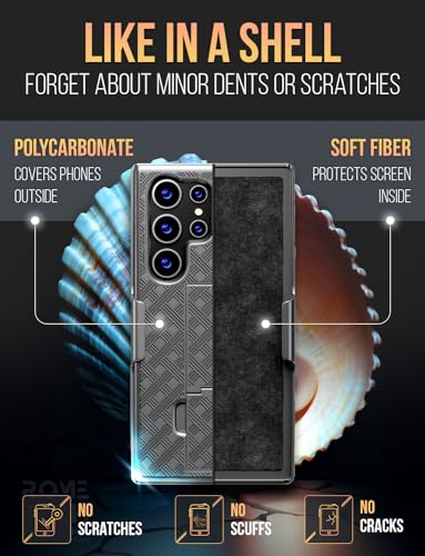 Designed for Samsung Galaxy S23 Ultra Case with Belt Clip Holster | Rugged Holster & Protective Phone Case Combo with Anti-Slip Texture - Black - color: Black Lines