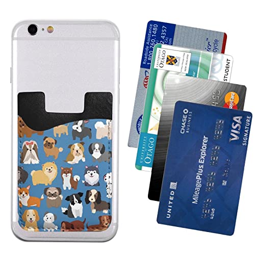 Dog Pattern Phone Credit Card Holders Sleeve Adhesive Wallet Compatible with Most Back of Phones - color: Dog Pattern