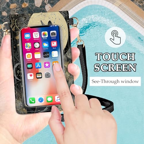 Small Crossbody Bags for Women Touchscreen Cell Phone Bag Cross Body Purses with adjustable Strap,Gifts For Teenage Girls - color: Wizard Cat