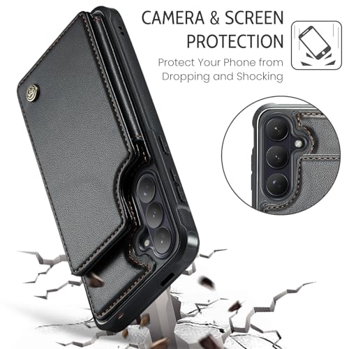 Kowauri for Samsung Galaxy S26 Case, PU Leather Wallet Case for Women Men with RFID Blocking Card Holder Slot Magnetic Closure Shockproof Protective Phone Cover for Samsung Galaxy S26 (Black) - color: Black