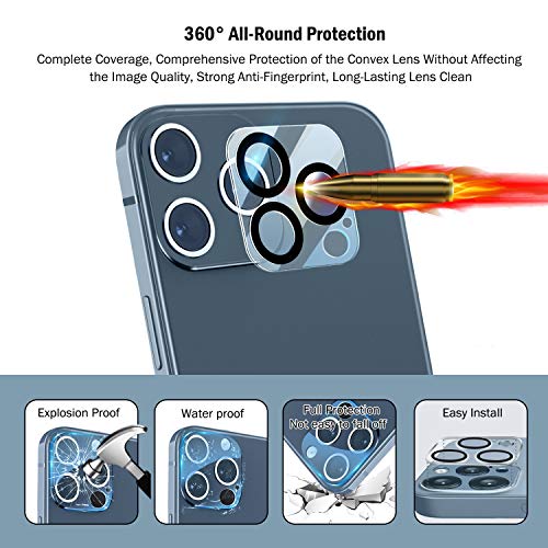 QHOHQ 3 Pack Screen Protector for iPhone 12 Pro Max 6.7" with 2 Pack Tempered Glass Camera Lens Protector, Ultra HD, 9H Hardness, Scratch Resistant, Easy Install - Case Friendly - size: iPhone 12 Pro Max 6.7 Inch