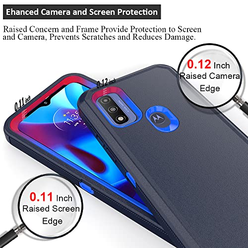 Compatible with Motorola G Pure/Moto G Power 2022 Case, Heavy Duty Rugged Shockproof Full Body Protection Kickstand Case with Belt Clip Holster for Motorola G Pure 6.5 inch Phone (Blue) - color: Blue