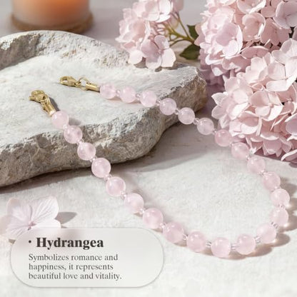 SURPHY Natural Stone Phone Charm, Beaded Phone Wrist Strap with Tether Tab - color: Rose Quartz