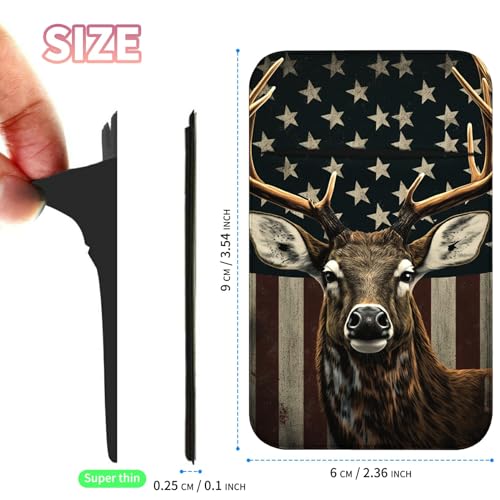 Phone Credit Card Holder Stick on, Phone Case Wallet, Cell Phone Pocket Self Adhesive Stretchy Lycra Stick on Wallet ID Credit Card Case Pouch Sleeve for All Smartphones, American Flag Deer - color: 333
