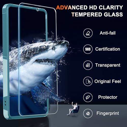 for Moto G 5G 2025 Case, Full Body Heavy Duty Rugged Shockproof Protective Phone Cover with Lanyard Strap, Tempered Glass Screen Protector, Mint Green | with Tempered Glass Screen Protector+Lanyard Strap,Rugged Shockproof Protective Phone Case - color: Mi