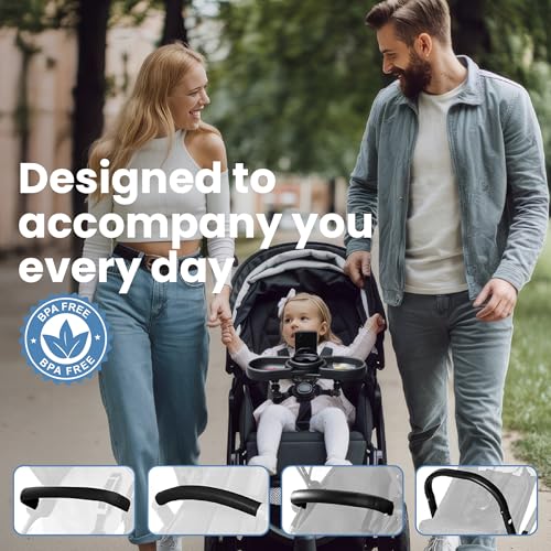 Stroller Tray with Cup Holder & Phone Mount, 360° Rotation