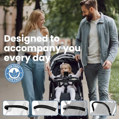 Stroller Tray with Cup Holder & Phone Mount, 360° Rotation