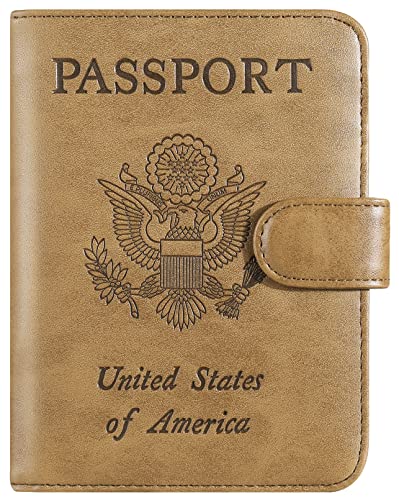 Passport Holder Cover Wallet RFID Blocking, Travel Essentials | Leather Card Case, Travel Accessories for Women Men, Brown - color: Brown