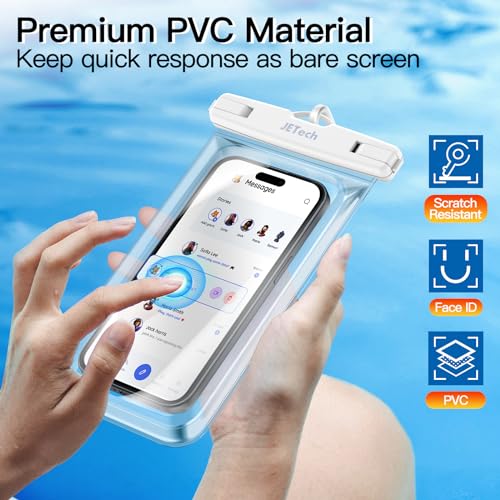 JETech IPX8 Waterproof Phone Pouch, Dry Bag, Black+Clear, 2-Pack | Touchscreen Compatible, Fits up to 7.2", for iPhone 17e/17/16/15/14 Series, for Galaxy S26/S25 Ultra, for Pixel 10 Series - color: Black+Clear