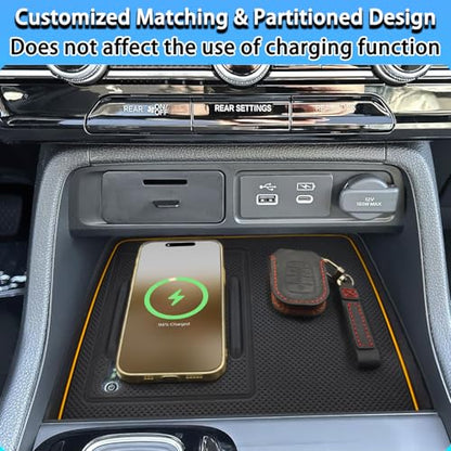 Center Console Silicone Mat Fit for Honda Pilot Accessories 2023-2026 - color: Orange