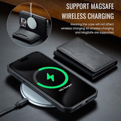 K2 2 in 1 Detachable Magnetic Phone Cases Compatible with iPhone 16 Pro Max Case with Card Holder RFID Blocking, Compatible with Magsafe Wallet, Leather 6.9'' (Black, iPhone 15 Pro Max) - color: Black, size: iPhone 15 Pro Max