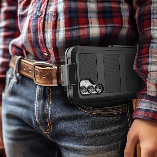 Encased Belt Case for Samsung Galaxy A54 5G with Screen Protector and Holster Clip, [Military Grade] Heavy Duty Protection (2023 FalconShield) - Black - size: A54 5G