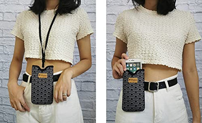 Tainada Neoprene Phone Holder Sleeve w/Belt Loop Holster (Black Waves) - color: Black Waves