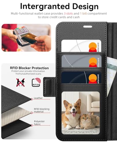 OCASE for Samsung Galaxy S26 Wallet Case, Card Holder, Litchi Black | RFID Blocking, Kickstand, Magnetic Closure, PU Leather Flip Folio, Shockproof TPU Shell, Protective Phone Cover (6.3") 2026 - color: Litchi Black, size: Samsung Galaxy S26