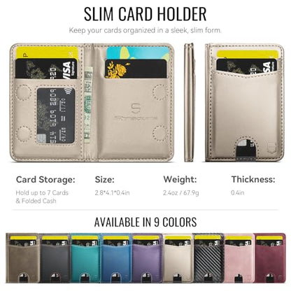 Strapurs Strong Magnetic Wallet Card Holder for MagSafe Phones and Cases, PU Leather Detachable Phone Wallet with 6 Card Slots RFID Blocking for iPhone 17/16/15/14/13/12/Pro/Max/Plus – Desert Titanium - color: Desert Titanium