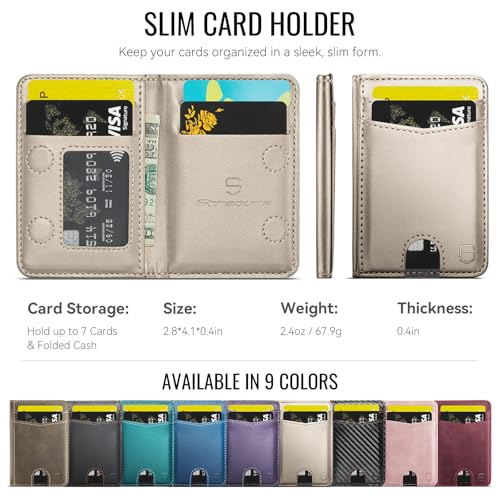 Strapurs Strong Magnetic Wallet Card Holder for MagSafe Phones and Cases, PU Leather Detachable Phone Wallet with 6 Card Slots RFID Blocking for iPhone 17/16/15/14/13/12/Pro/Max/Plus – Desert Titanium - color: Desert Titanium