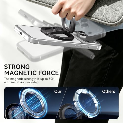 MagSafe Magnetic Phone Ring Holder Grip for Mag Car Mount, Black - color: Black
