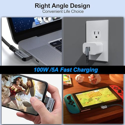 Small USB C Extension Cable 1FT, Right Angle(100W/10Gbps/4K@60Hz) - size: 1FT